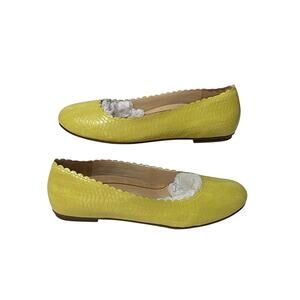 NWOB VIONIC Julieta Ballet Flat Yellow Snake Embossed Scallop Edge 9.5 Round Toe
